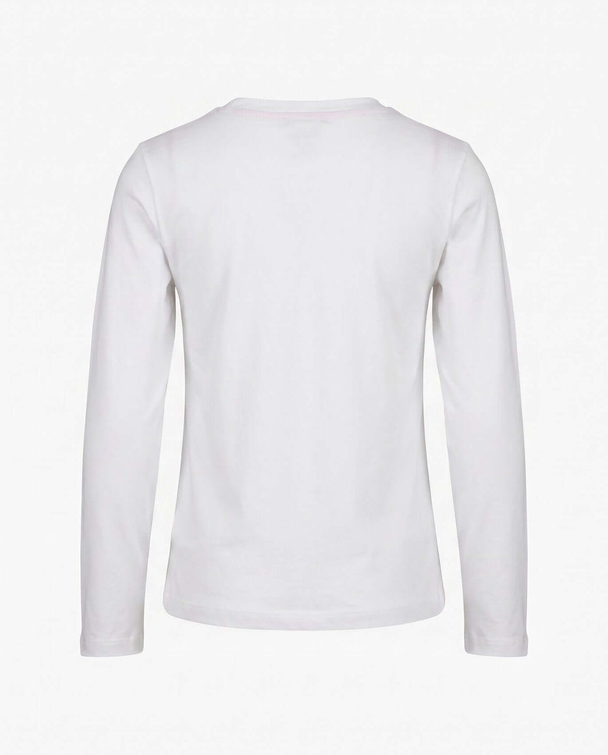 Back view of the White Elara Tee, a lightweight and breathable long-sleeve essential for active kids.