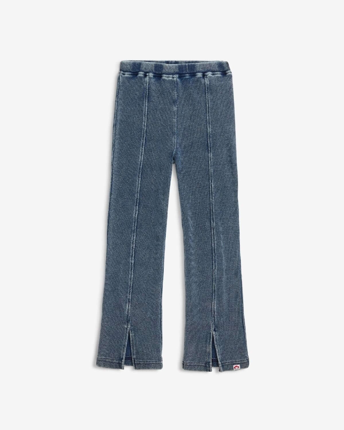 Dusk Blue Flare Leggings featuring flare slit design and denim-inspired fabric for kids.