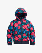 Appaman girls' rose floral print puffer jacket.