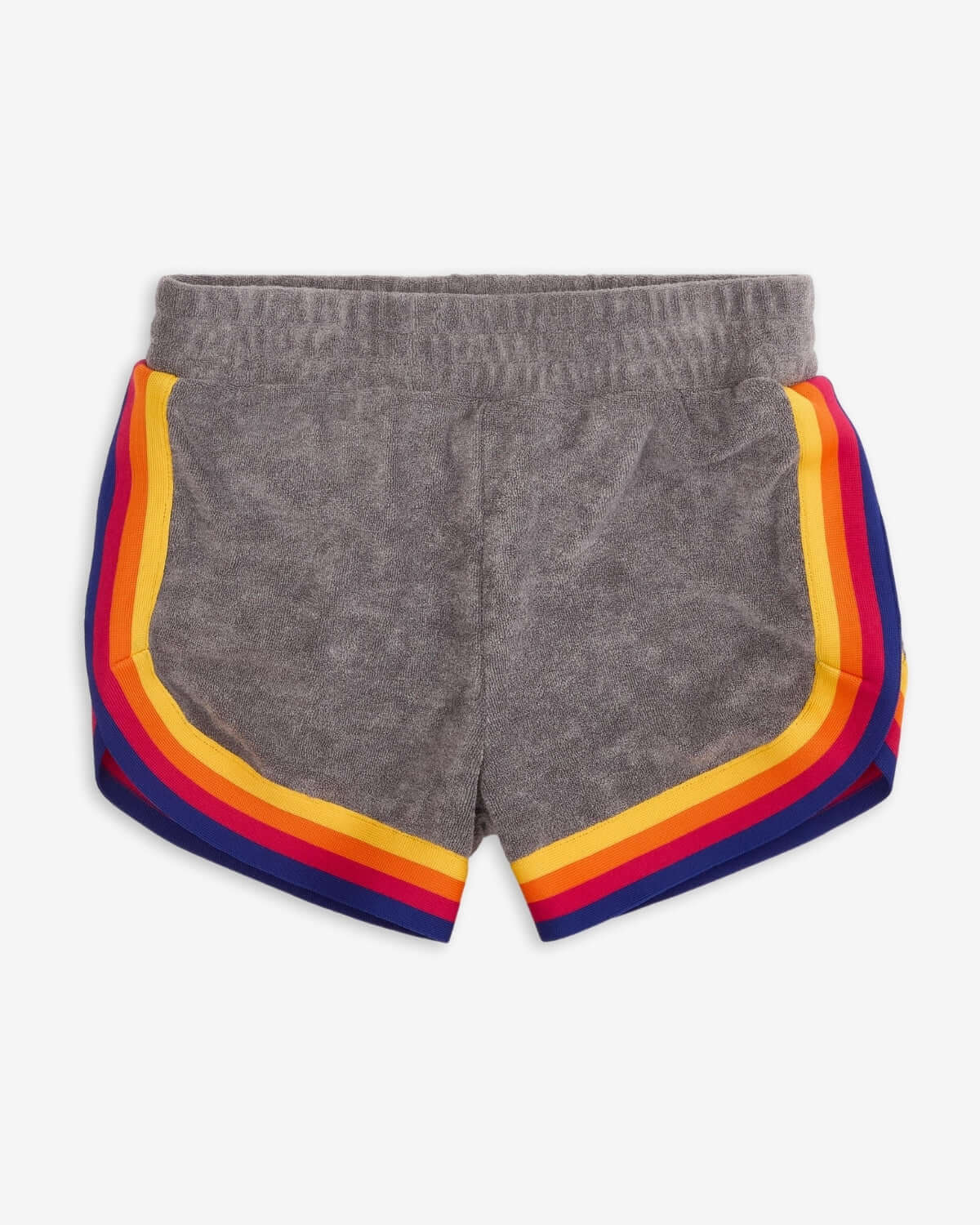 Grey Lori Shorts featuring colorful side stripes for a stylish and comfortable look.