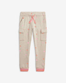 Heart Oatmeal Cozy Cargo Joggers featuring a playful heart print and roomy cargo pockets.