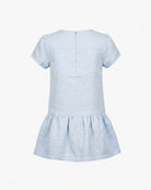 Appaman girls' tweed drop waist dress blue, back view.