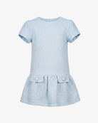 Appaman girls' tweed drop waist dress blue, front view.