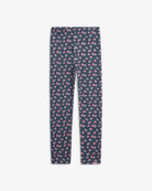 Navy Primrose Leggings featuring a navy base with a playful pink rose print for kids' fashion.