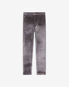Silver Frost Legging - shiny, stretchy velvet leggings for kids in a cool silver frost color.