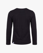 Back view of the Leopard Black Elara Tee, a comfortable black long-sleeve shirt for active kids.