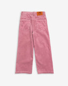 Back view of Dusty Rose Liana Jeans featuring soft pink corduroy and a flared silhouette.
