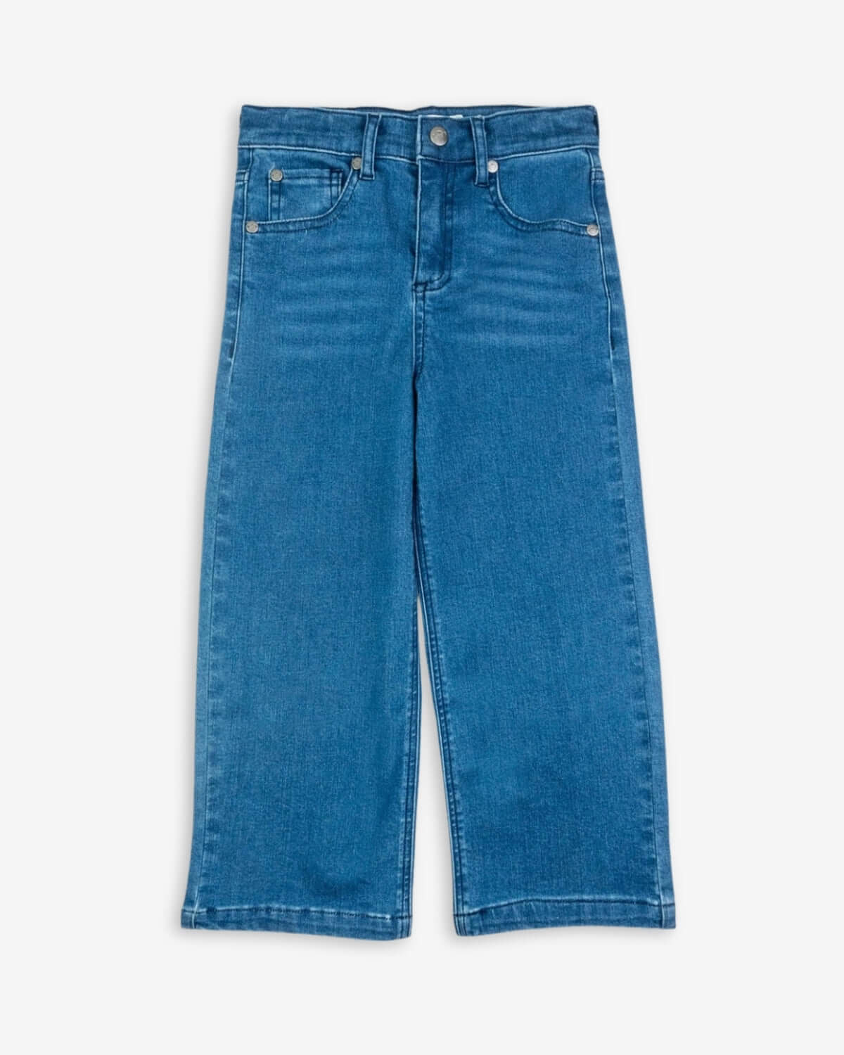 Medium Wash Liana Pant, wide-legged jeans for girls with front and back pockets in medium wash.