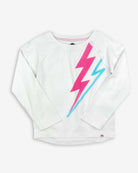 Lightning Bolt Adler Tee featuring a colorful lightning bolt graphic design on a white long-sleeve shirt.