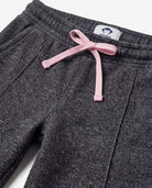 Black Glitter Lily Seamed Sweatpants with pink waistband detail for kids' casual comfort.