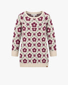 Appaman girls' burgundy floral jacquard sweater.