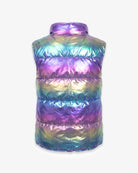 Appaman girls' reversible puffer vest iridescent, back view.