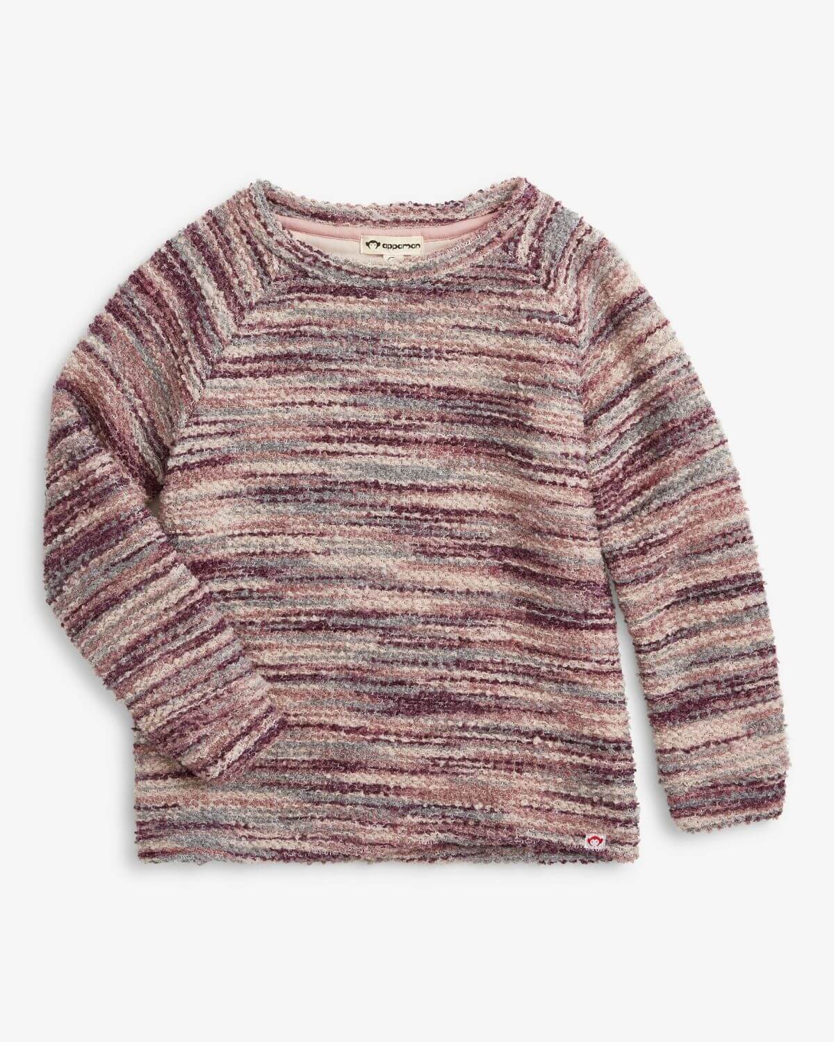 Purple Mix Boucle Ruslana Top in pink and purple textured fabric for kids' casual wear.