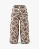 Appaman girls' taupe floral wide leg pants, front view.