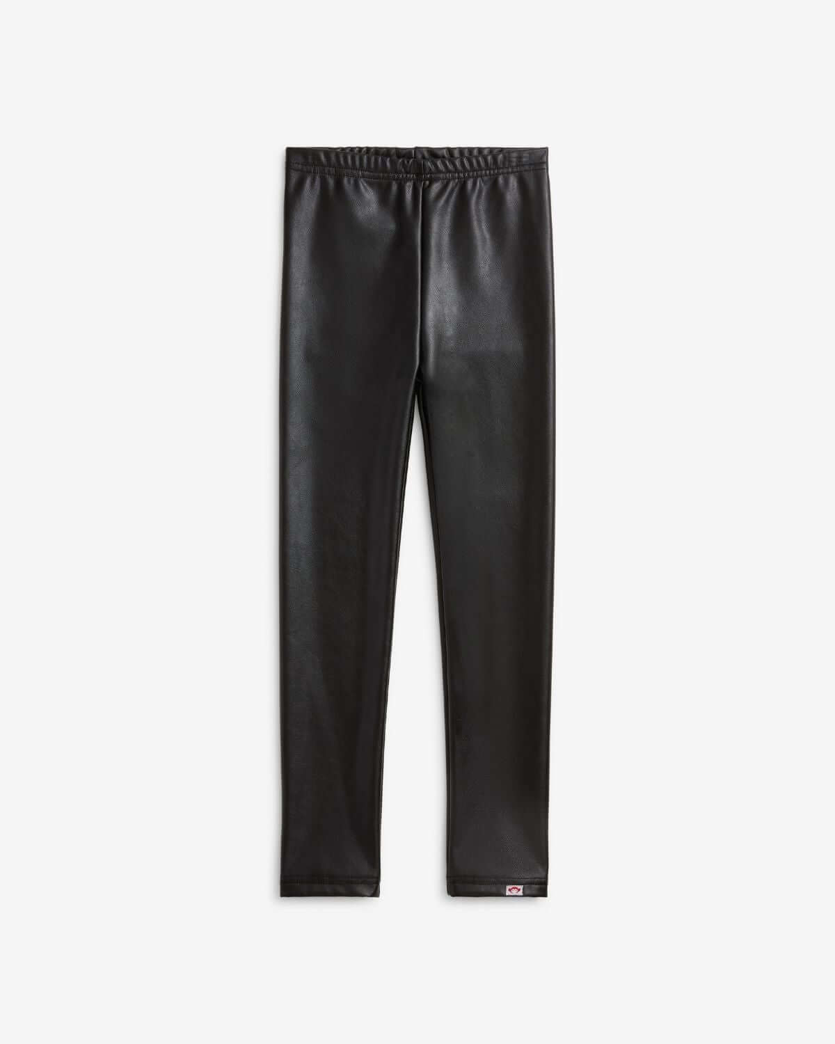 Black Shine Leggings displayed on a plain background, showcasing their shiny texture and sleek design.