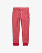 Rose Quartz Stanton Joggers in a soft dusty blush hue with floral pattern and elastic waistband.