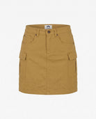 Camel Twill Yara Cargo Skirt in a chic cargo-style silhouette with functional pockets for active kids.