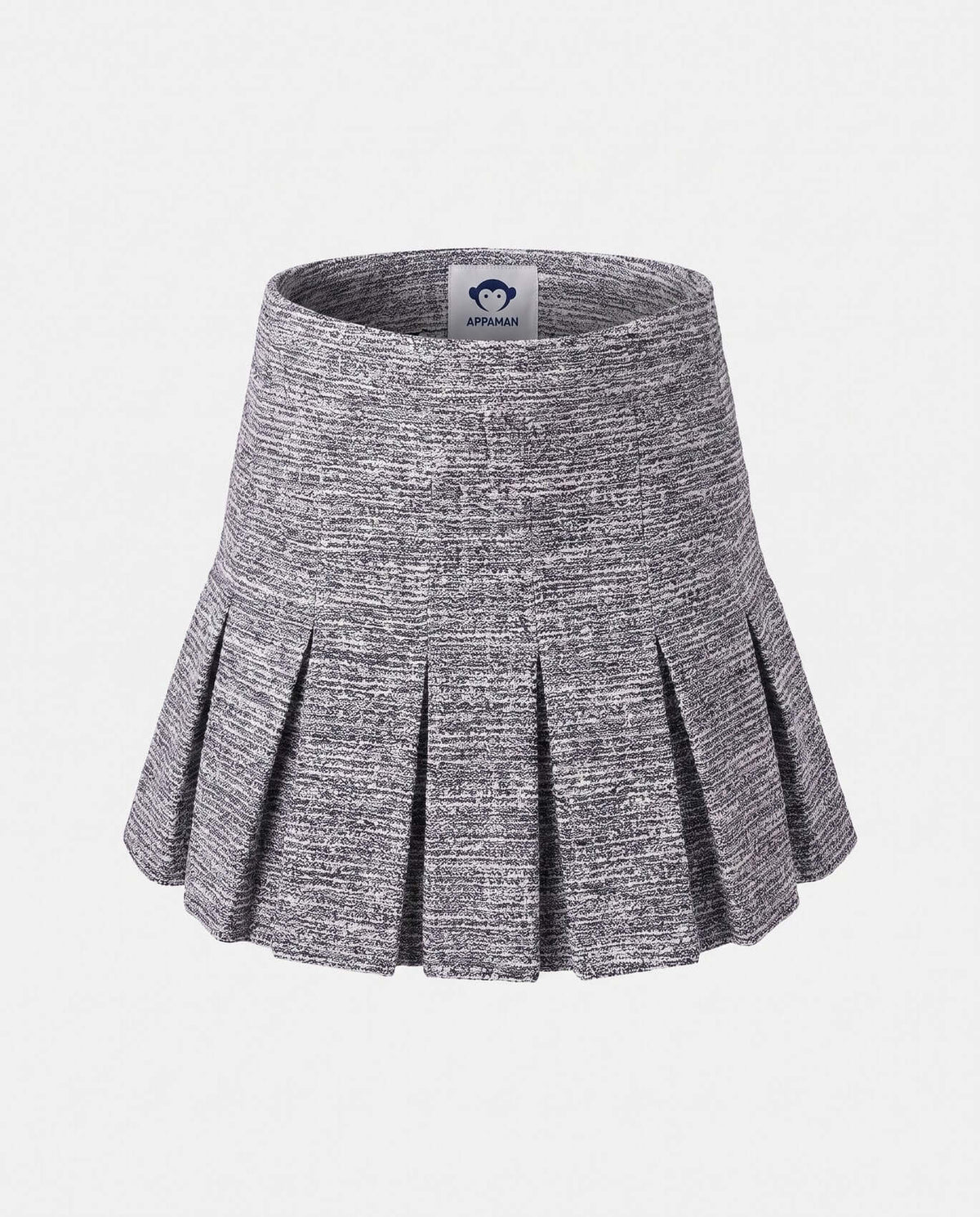 Black Boucle Yoke Pleated Skirt featuring soft boucle texture and pleated A-line design for active girls.