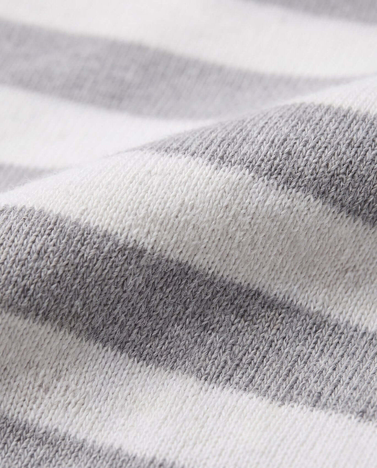 Close-up of the fabric texture showcasing the heather grey and white stripes of the Heather Grey Stripe 2-Piece Long Sleeve Pajama Set.