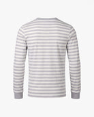 Back view of Heather Grey Stripe 2-Piece Long Sleeve Pajama Set showing soft striped fabric and long sleeves.