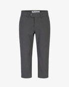 A pair of dark gray cropped trousers with a button closure and belt loops, shown flat against a light gray background. The brand label 'AIPRANCO' is visible at the waistband.
