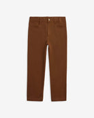 Stylish brown commuter twill pants for kids, blending comfort and durability for everyday adventures.