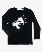 Get Loud Graphic Tee: Cozy kids' black tee with a fun megaphone graphic—stylish and ready for back-to-school adventures!