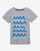 Kids Waves Graphic Tee in gray, perfect for stylish boys and girls; comfy and fun for beach days and back to school.