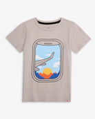 Boys' graphic tee with window seat design, perfect for adventures in kids clothes, ready for back to school fun!