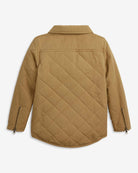 Back view of the stylish khaki quilted Flight Jacket for kids, perfect for outdoor adventures and back to school.