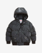Stylish Digital Grey Puffy Coat for kids, blending warmth with cool vibes—ideal for back-to-school adventures!