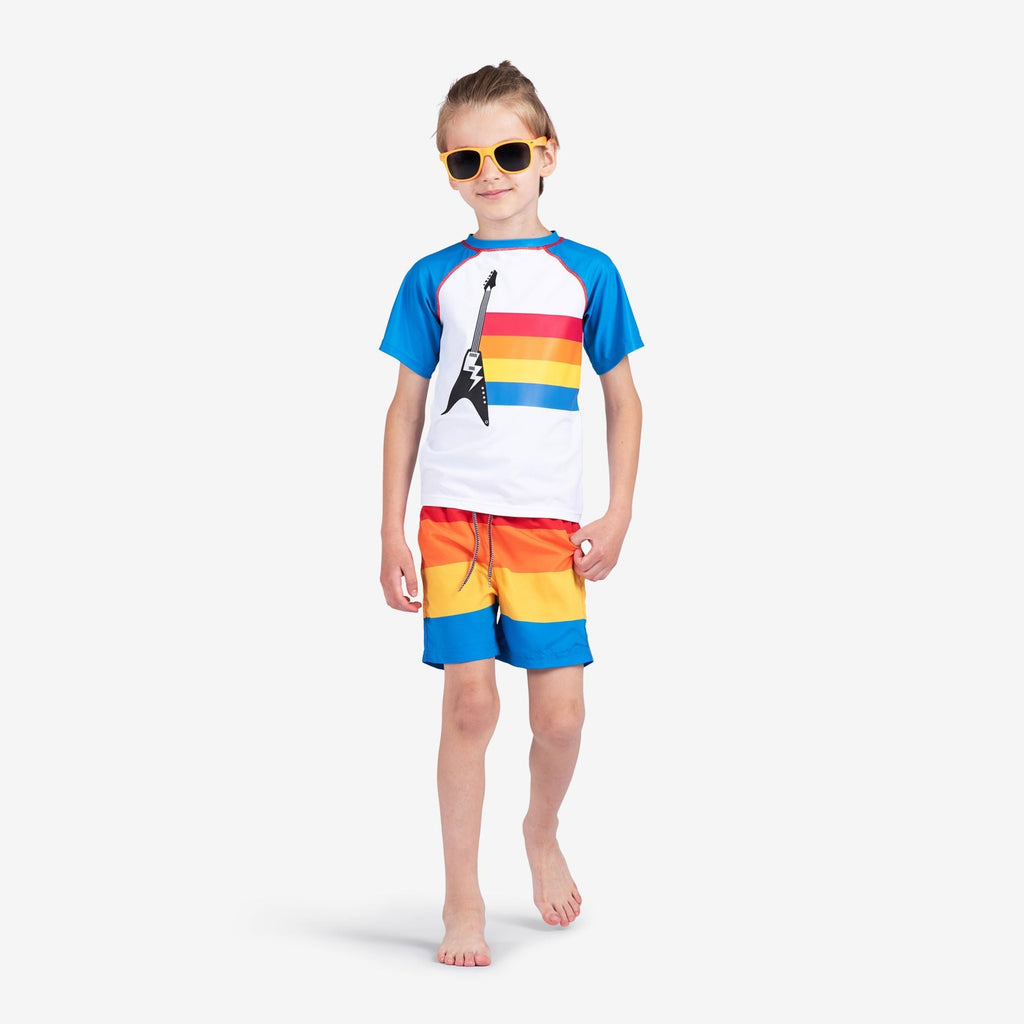 Appaman Best Quality Kids Clothing Boys Swim Mid Length Swim Trunks | Retro Stripes