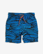 Bold blue swim trunks with wave design—perfect for trendy kids ready to make a splash this back to school season!