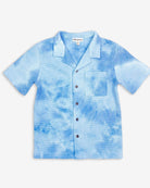 Blue Tie Dye Resort Shirt for kids—stylish, unique, and perfect for summer fun! Ideal boys and girls clothes.