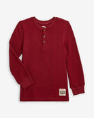 Cozy Dark Cherry Craftsman Thermal Henley for kids, stylish comfort for school days or weekend adventures!