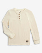 Winter White Craftsman Thermal Henley for kids, stylish warmth for back to school adventures, perfect for layering!