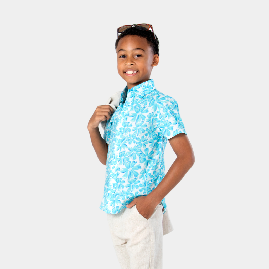 Appaman Best Quality Kids Clothing boys tops Day Party Shirt | Aqua Bloom