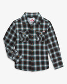 Stylish Black Umber Check Flannel Shirt for kids—a cozy, high-quality staple for back to school adventures!