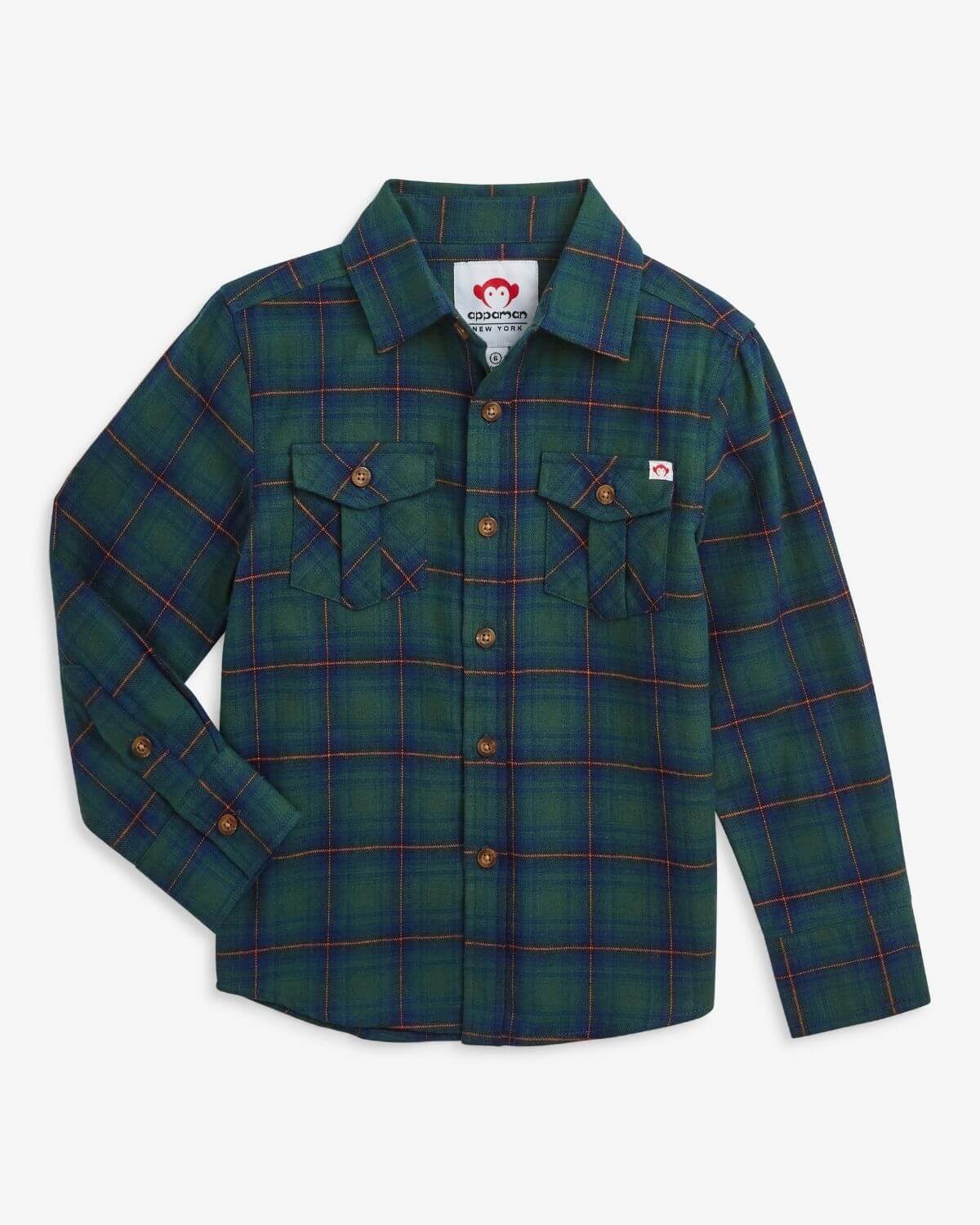 Boys Green Flannel Shirt