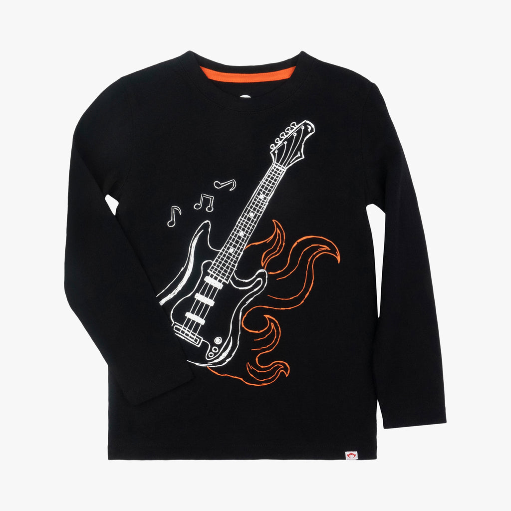 Appaman Best Quality Kids Clothing Boys Tops Graphic Long Sleeve Tee | Electric Guitar