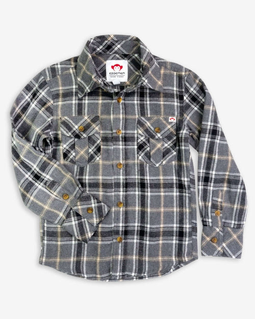 Chemise En Flanelle Buffalo Plaid Gap Kids - 100% Coton Garçon Taille XS 4-5 Noir/Gris - Occasion Très Bon État