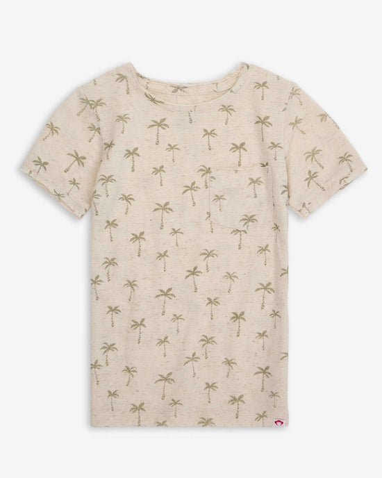 Palms Concert Tee featuring a vibrant palm tree print on a soft, breathable short sleeve fabric.