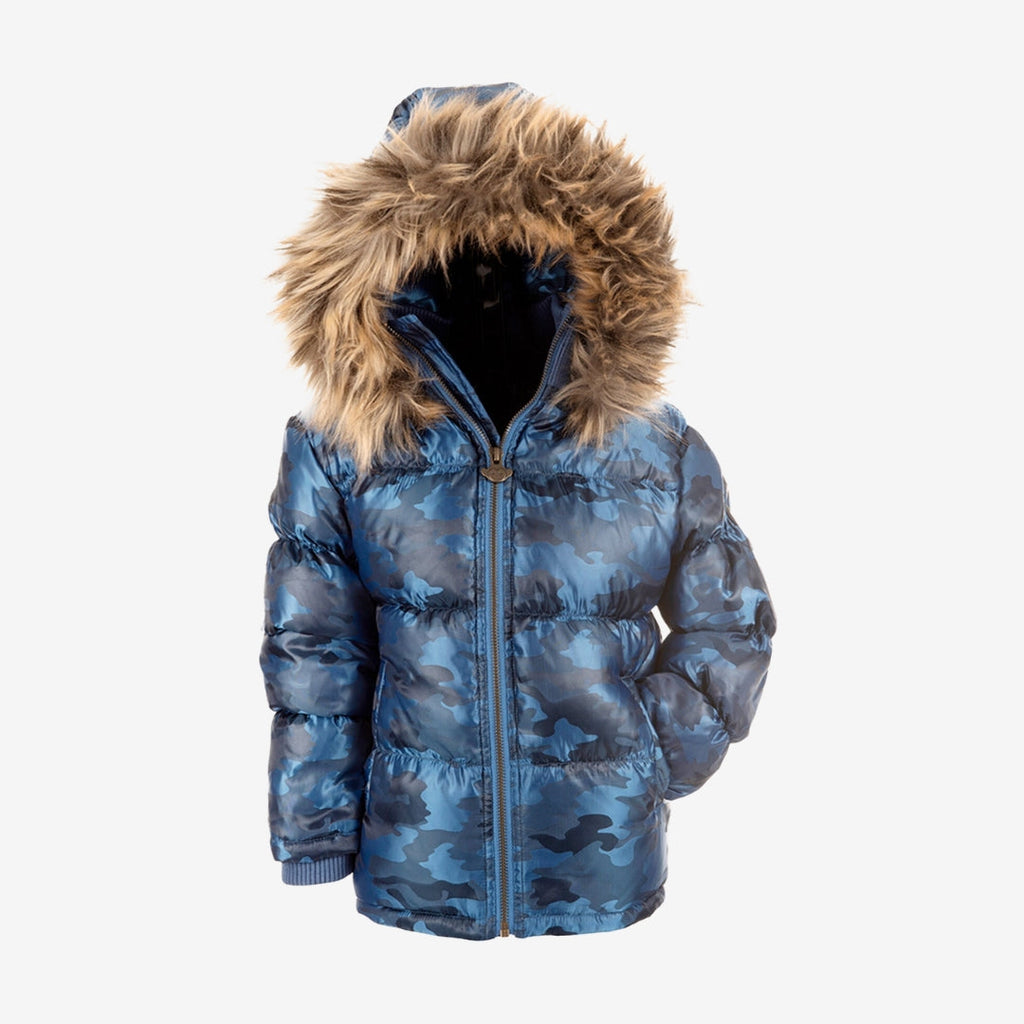 Appaman Best Quality Kids Clothing Boys Winter Coats Base Camp Puffer | Classic Blue Camo