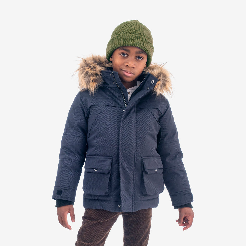 Appaman Best Quality Kids Clothing Boys Winter Coats Denali Down Coat | Navy Herringbone
