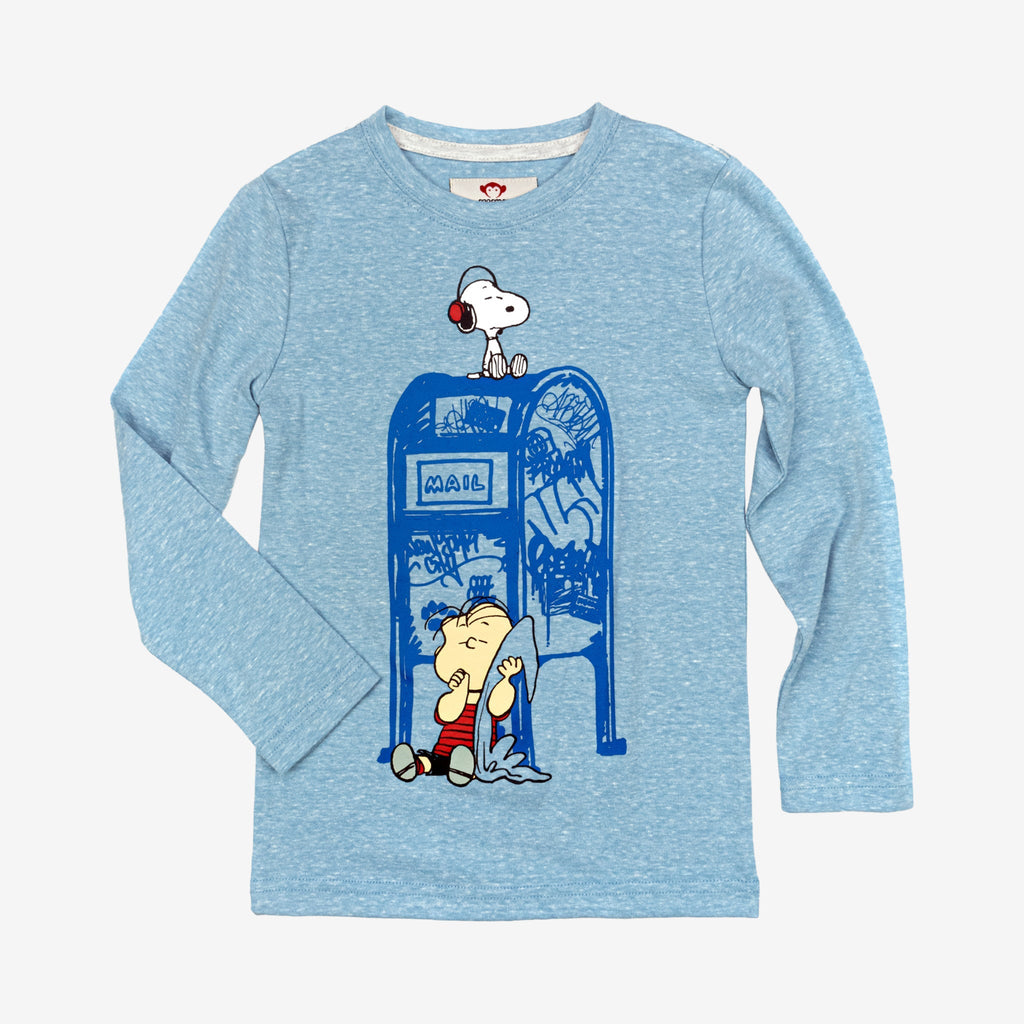 Appaman Best Quality Kids Clothing Collaboration Peanuts Graphic Tee | Light Blue Heather