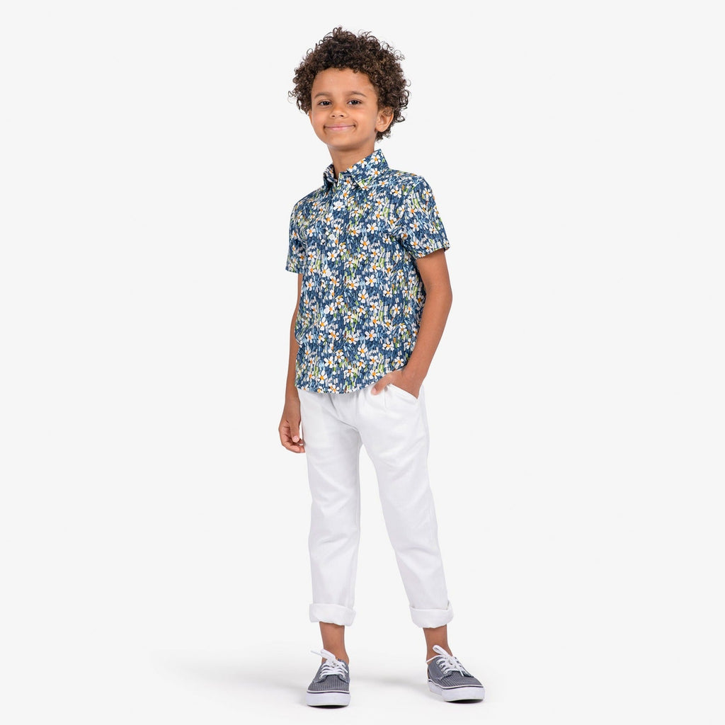 Appaman Best Quality Kids Clothing Day Party Shirt | Navy Daisy
