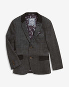 Chic Professor Plaid Club Jacket for kids, featuring stylish buttons, pockets, and a playful science-themed lining.