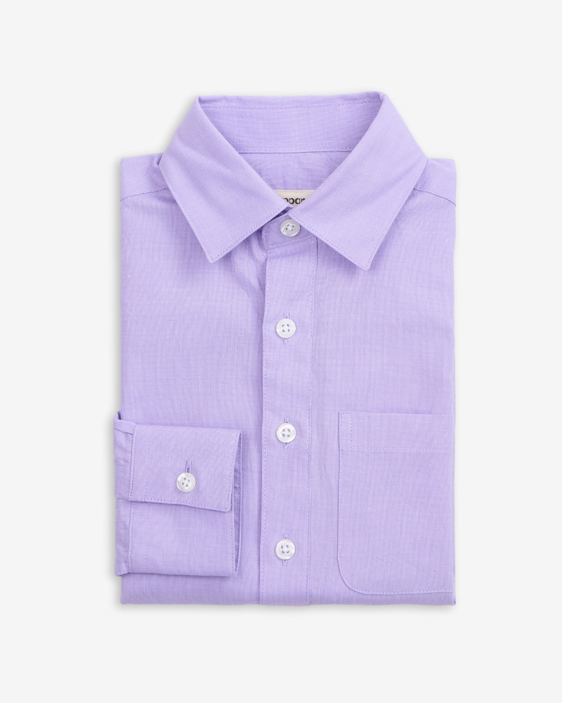 Soft lavender tailored shirt for kids, adding a pop of style to school days and special moments alike.