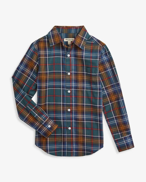 Stylish Lakeside Plaid Button Down for kids—perfectly soft cotton for school days or family dinners. Trendy and comfortable!