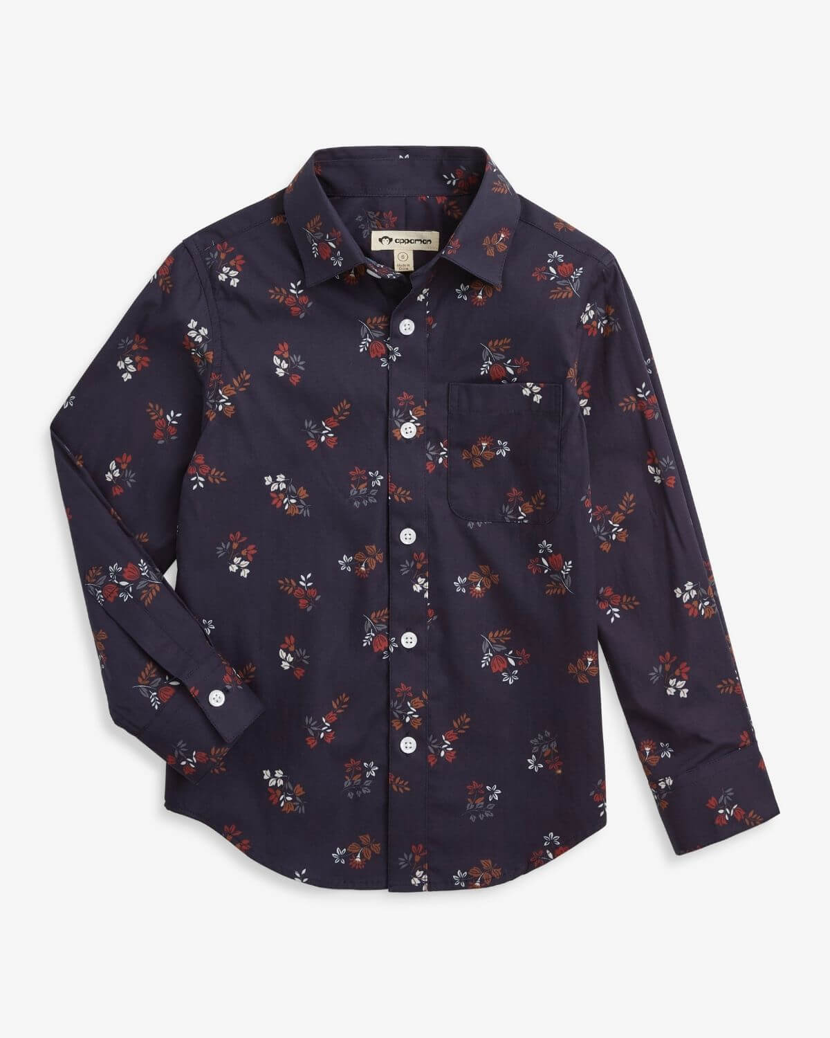 Midnight Floral Standard Button Down shirt featuring a floral design, button closure, and long sleeves.